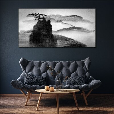 Obraz canvas Osamelý strom na skalnatej hore