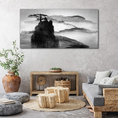 Obraz canvas Osamelý strom na skalnatej hore