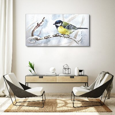 Obraz canvas Zimná speváčka na konári