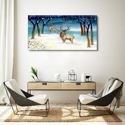Obraz canvas Zimná krajina s jeleňom