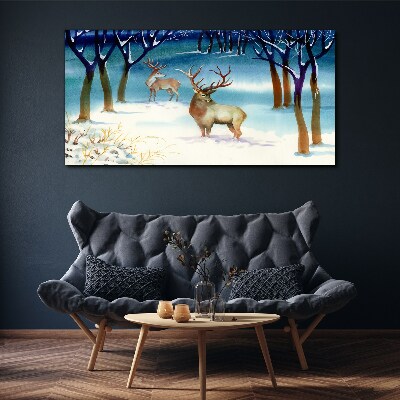 Obraz canvas Zimná krajina s jeleňom