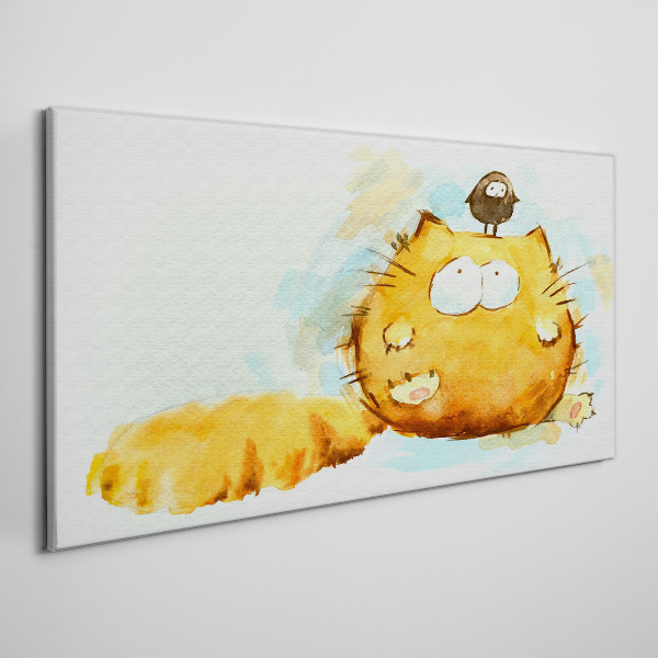 Obraz canvas Mačka s vtákom