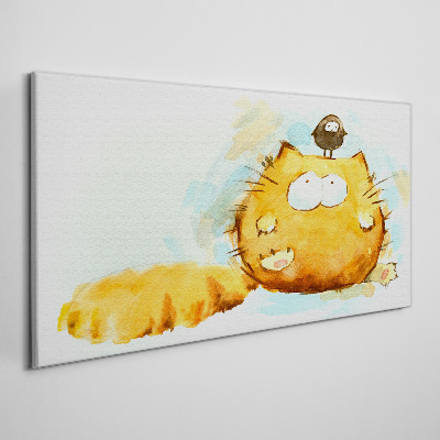 Obraz canvas Mačka s vtákom