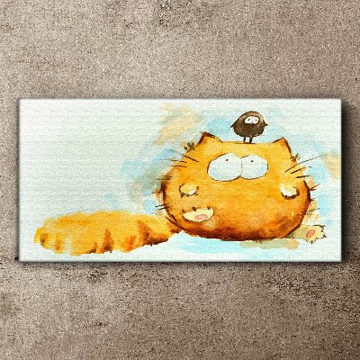 Obraz canvas Mačka s vtákom