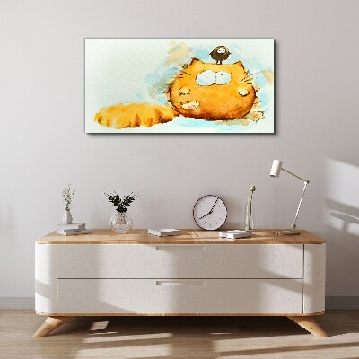 Obraz canvas Mačka s vtákom
