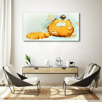 Obraz canvas Mačka s vtákom