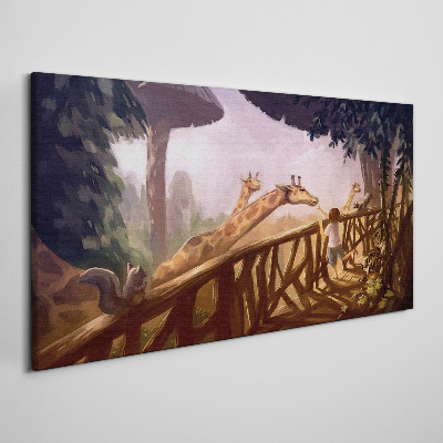 Obraz canvas Stretnutie so žirafami v ZOO