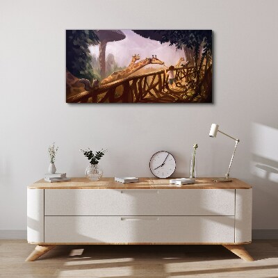 Obraz canvas Stretnutie so žirafami v ZOO