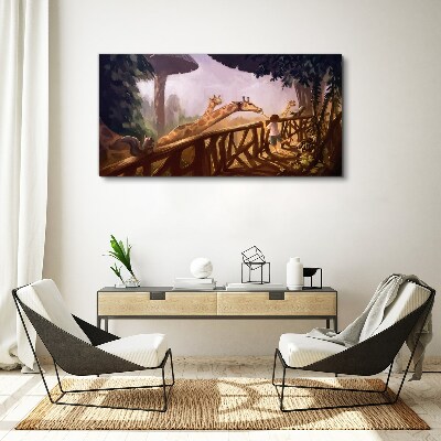 Obraz canvas Stretnutie so žirafami v ZOO