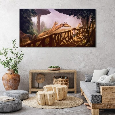 Obraz canvas Stretnutie so žirafami v ZOO
