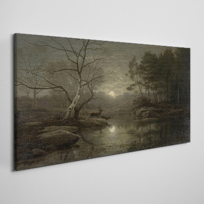 Obraz canvas Nočná krajina s jeleňom