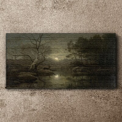 Obraz canvas Mesiac strom prírodné rieka