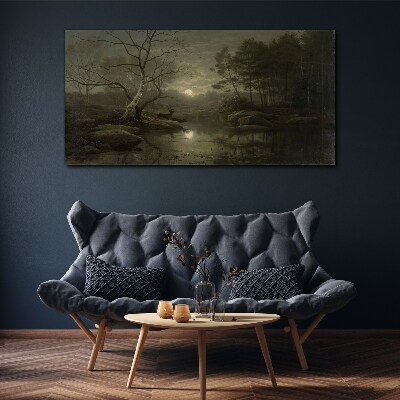 Obraz canvas Nočná krajina s jeleňom