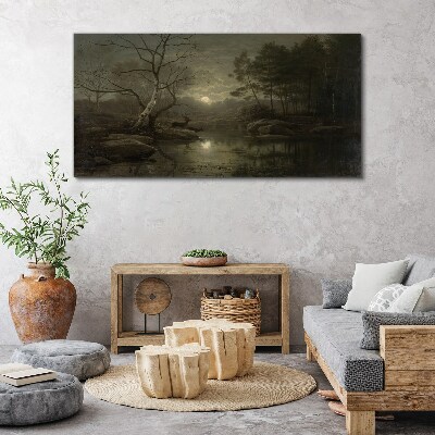 Obraz canvas Mesiac strom prírodné rieka