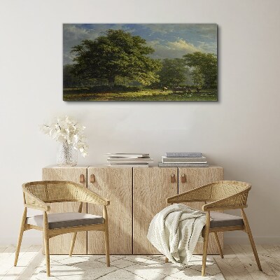 Obraz canvas Pokojná krajina so stromom