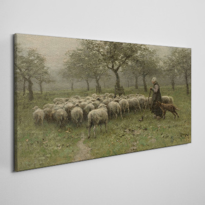 Obraz canvas Ovce pasúce sa v mystickej krajine