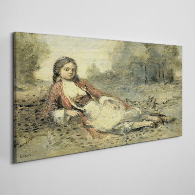 Obraz canvas Portrét ležiaceho dievčaťa