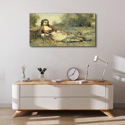 Obraz canvas Portrét ležiaceho dievčaťa