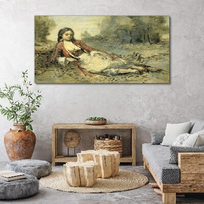 Obraz canvas Portrét ležiaceho dievčaťa