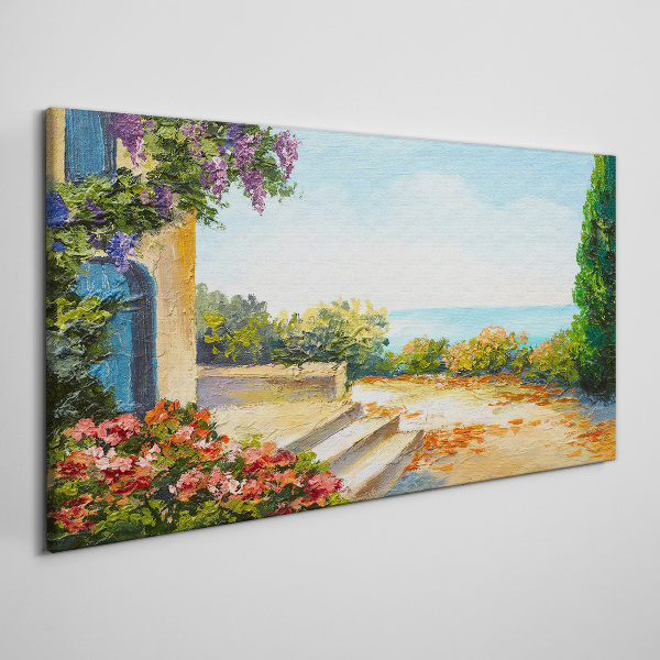 Obraz canvas Prímorská krajina s kvetmi