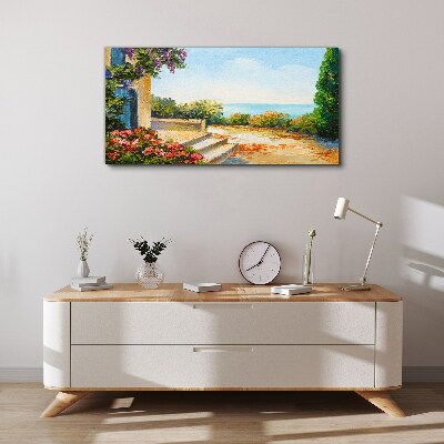 Obraz canvas Prímorská krajina s kvetmi