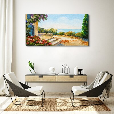 Obraz canvas Prímorská krajina s kvetmi
