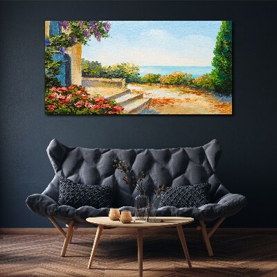 Obraz canvas Prímorská krajina s kvetmi
