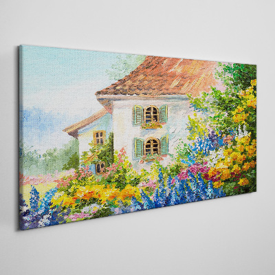 Obraz canvas Vidiek kvety dom príroda