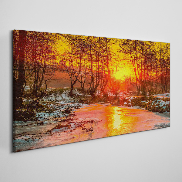 Obraz canvas Zlatá hodina na rieke