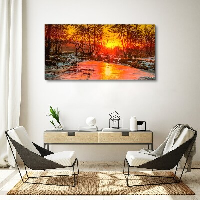 Obraz canvas Zlatá hodina na rieke