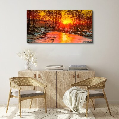 Obraz canvas Zlatá hodina na rieke