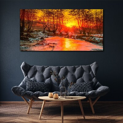 Obraz canvas Zlatá hodina na rieke
