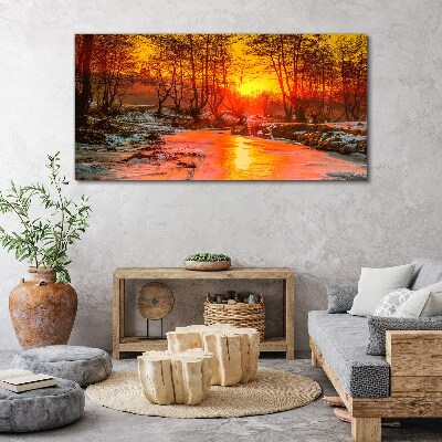 Obraz canvas Zlatá hodina na rieke