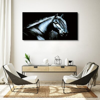 Obraz canvas Tmavý kôň v žiare svetla
