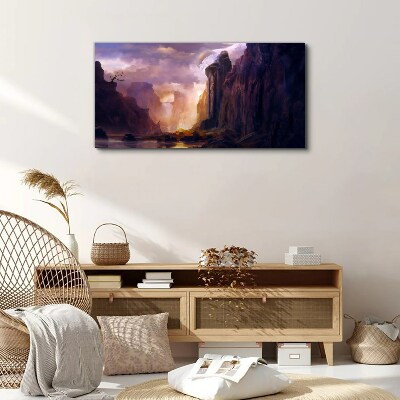 Obraz canvas Abstrakcie hory mraky