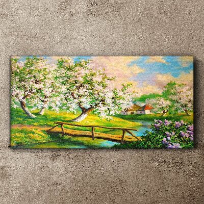 Obraz canvas Rieka strom kvety príroda