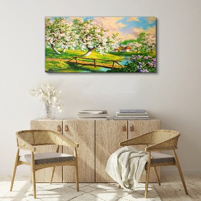 Obraz canvas Rieka strom kvety príroda