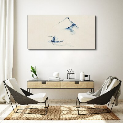 Obraz Canvas Pokojná horská krajina s loďou