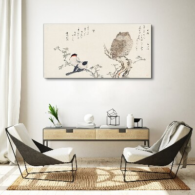 Obraz Canvas Vtáky a sova na konári
