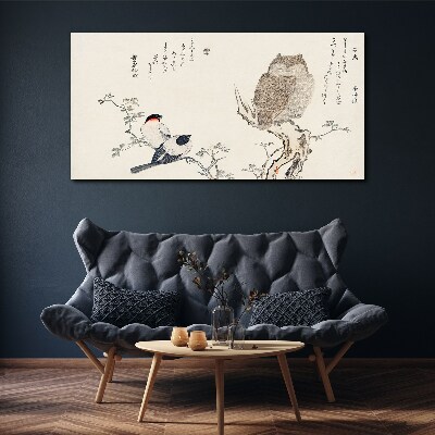 Obraz Canvas Vetva zvieratá vtákov sova