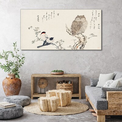 Obraz Canvas Vetva zvieratá vtákov sova