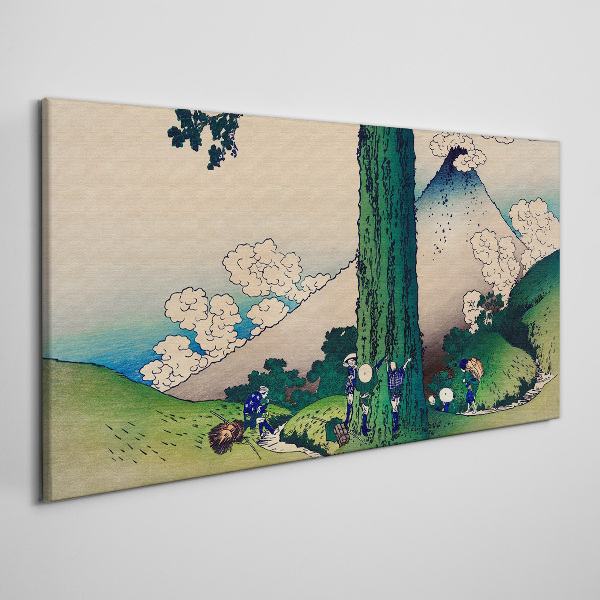 Obraz Canvas Horské strom dedinčania mraky