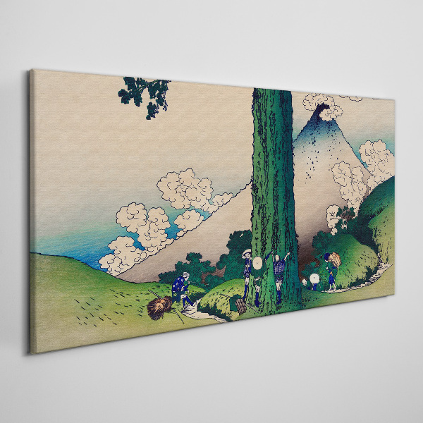 Obraz Canvas Japonská dedina so sopkou