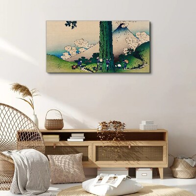 Obraz Canvas Horské strom dedinčania mraky