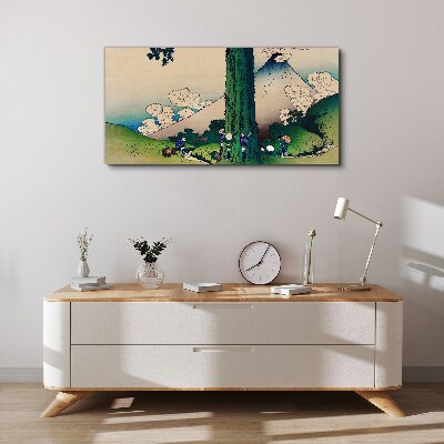 Obraz Canvas Japonská dedina so sopkou
