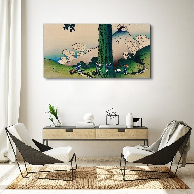 Obraz Canvas Japonská dedina so sopkou