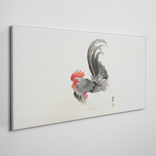 Obraz Canvas Kohút a sliepka v japonskom štýle
