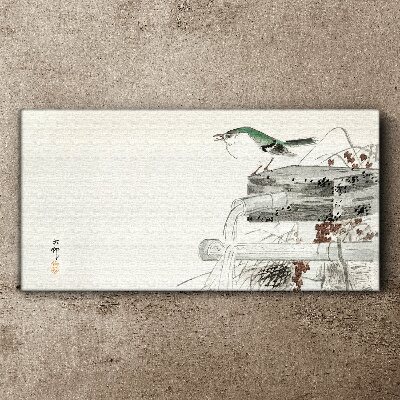 Obraz Canvas Vták pred japonskou krajinou