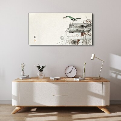 Obraz Canvas Vták pred japonskou krajinou