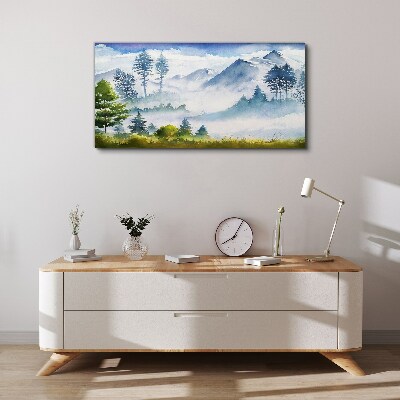 Obraz canvas Horská krajina v rannej hmle